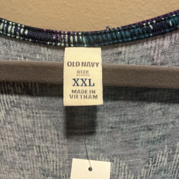 Old Navy Women's NWT Teal Purple Faux Wrap Dress XXL Midi Deep V-Neck Casual - Picture 3 of 12